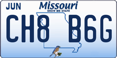 MO license plate CH8B6G