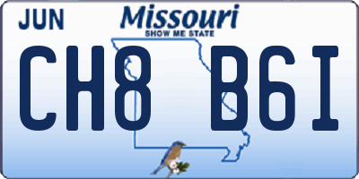 MO license plate CH8B6I