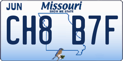 MO license plate CH8B7F