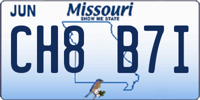 MO license plate CH8B7I