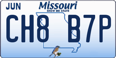 MO license plate CH8B7P