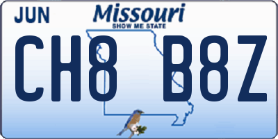 MO license plate CH8B8Z