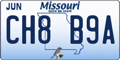 MO license plate CH8B9A