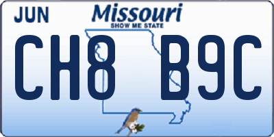 MO license plate CH8B9C