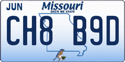 MO license plate CH8B9D