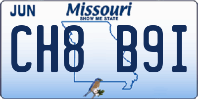 MO license plate CH8B9I