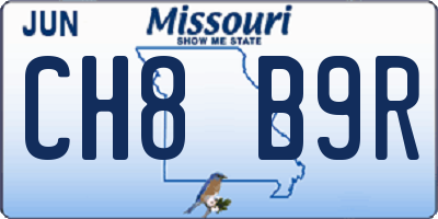 MO license plate CH8B9R