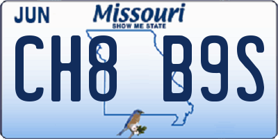 MO license plate CH8B9S