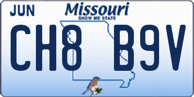 MO license plate CH8B9V