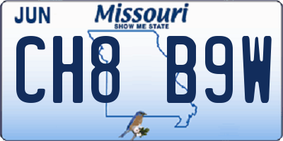 MO license plate CH8B9W