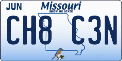 MO license plate CH8C3N