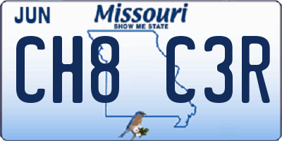MO license plate CH8C3R