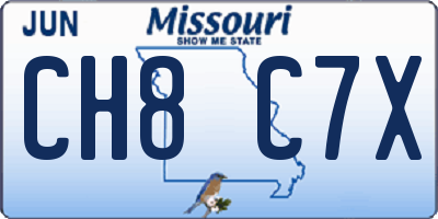 MO license plate CH8C7X