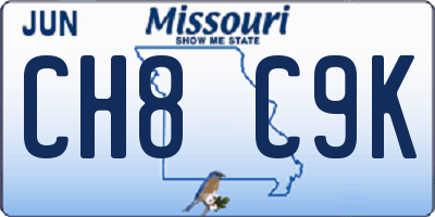 MO license plate CH8C9K