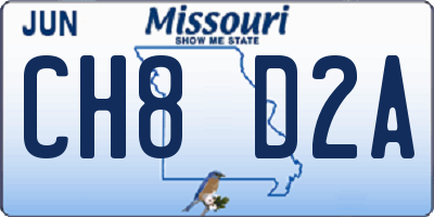 MO license plate CH8D2A