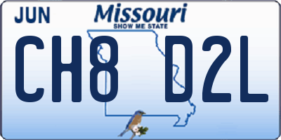 MO license plate CH8D2L