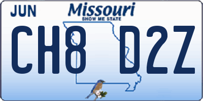 MO license plate CH8D2Z
