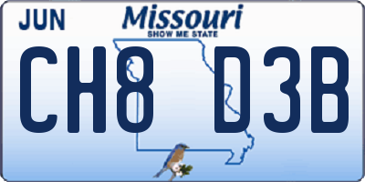 MO license plate CH8D3B