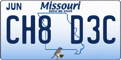 MO license plate CH8D3C