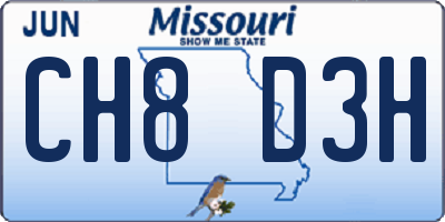 MO license plate CH8D3H