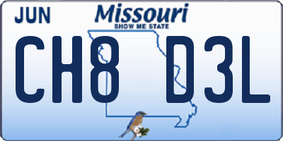 MO license plate CH8D3L