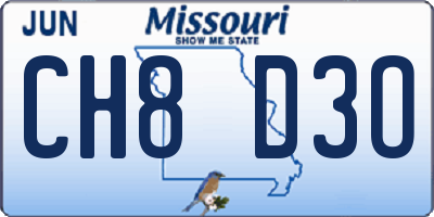 MO license plate CH8D3O