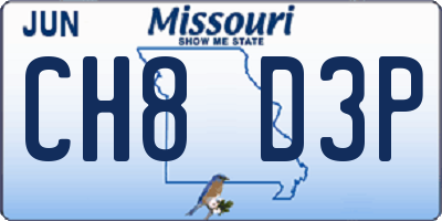 MO license plate CH8D3P
