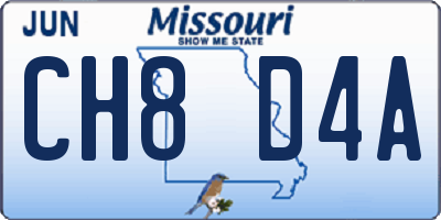 MO license plate CH8D4A