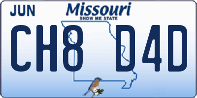 MO license plate CH8D4D