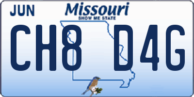 MO license plate CH8D4G