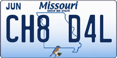 MO license plate CH8D4L