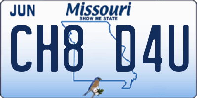 MO license plate CH8D4U