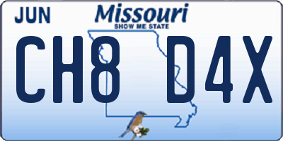 MO license plate CH8D4X