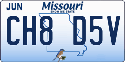 MO license plate CH8D5V