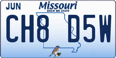 MO license plate CH8D5W
