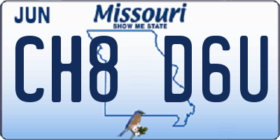 MO license plate CH8D6U