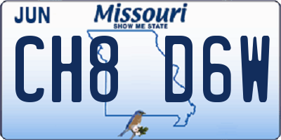 MO license plate CH8D6W