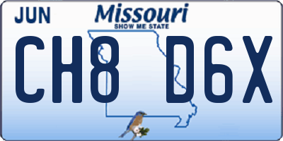MO license plate CH8D6X
