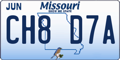MO license plate CH8D7A