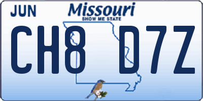 MO license plate CH8D7Z