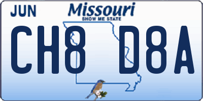 MO license plate CH8D8A