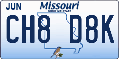 MO license plate CH8D8K