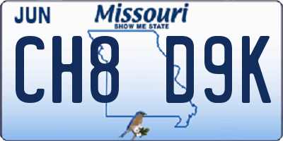 MO license plate CH8D9K
