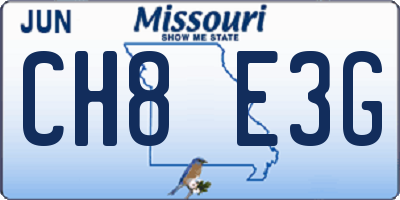 MO license plate CH8E3G