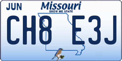 MO license plate CH8E3J
