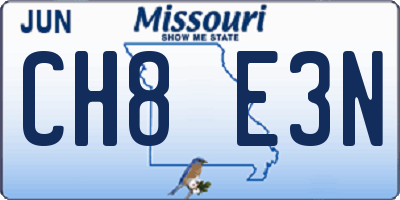 MO license plate CH8E3N