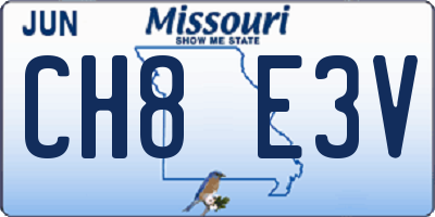 MO license plate CH8E3V
