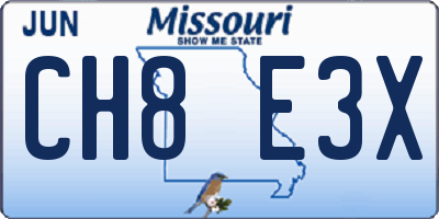 MO license plate CH8E3X