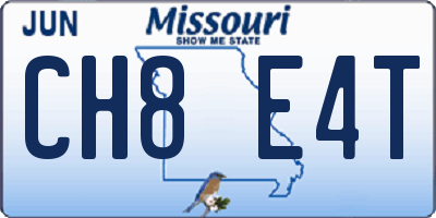 MO license plate CH8E4T
