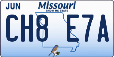 MO license plate CH8E7A